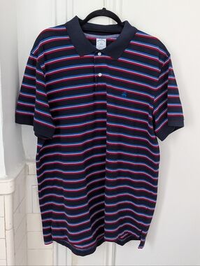 Brooks Brothers Navy Polo with Blue & Red Stripes